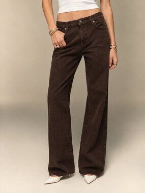 REFORMATION Cary Low Rise Slouchy Wide Leg Organic Cotton Jeans Mole $198 MSRP